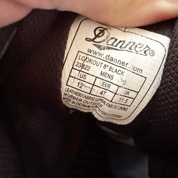 Danner Lookout 8" Black Waterproof Tactical Combat Boots Men's Size 12 - Picture 6 of 6